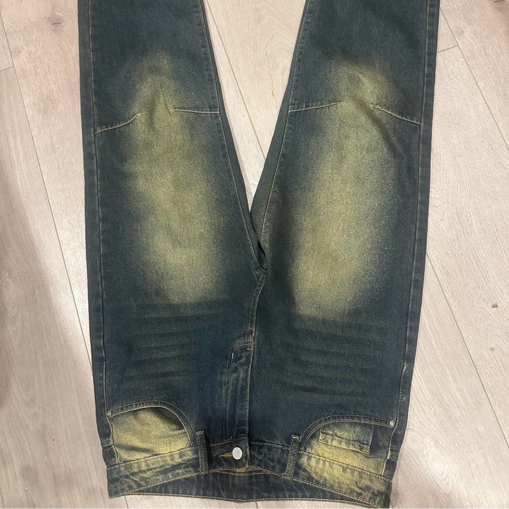 Men's Distressed Jeans - Black and Tan